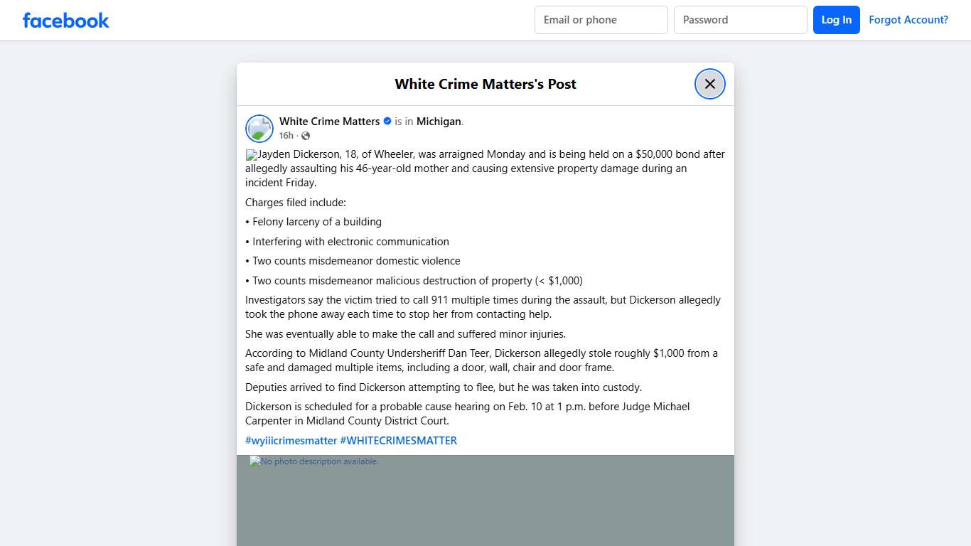 ⚪️Jayden Dickerson, 18, of Wheeler,... - White Crime Matters Facebook